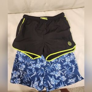 Black and Blue Floral Boys Swim Shorts 2 Pairs From ZARA 11-12 Y EXECELLENT COND